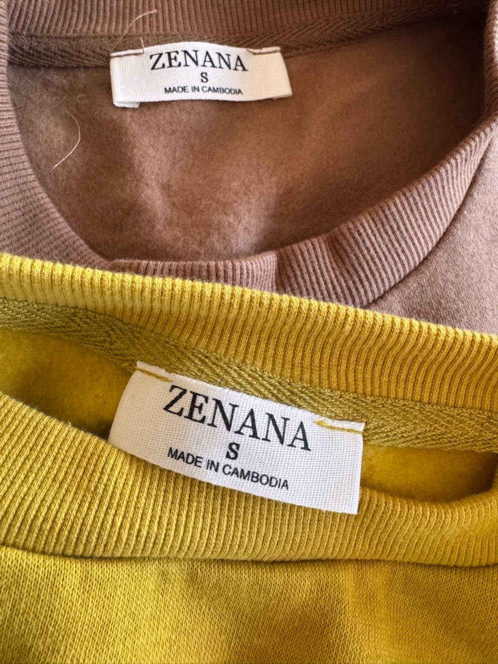 Zenana Cozy Crewneck Sweaters in Mustard Yellow & Taupe - Picture 6 of 7